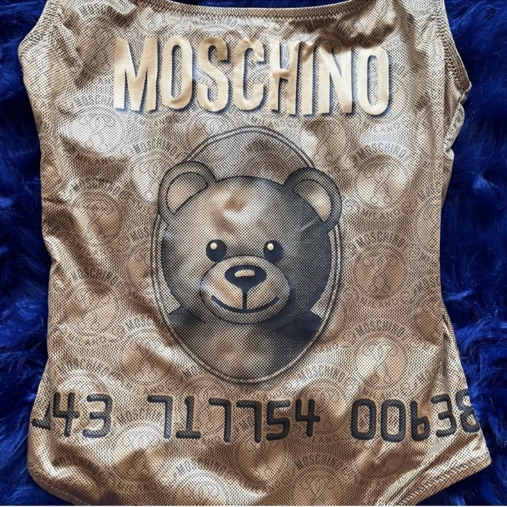New! MOSCHINO Logo Bear Toy Scoop Open Back One Piece Swimsuit - Picture 5 of 7